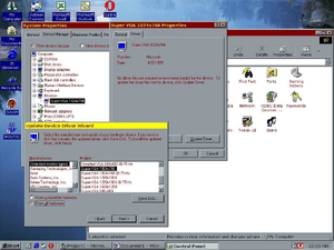 A screenshot of switching the monitor driver on Windows 98